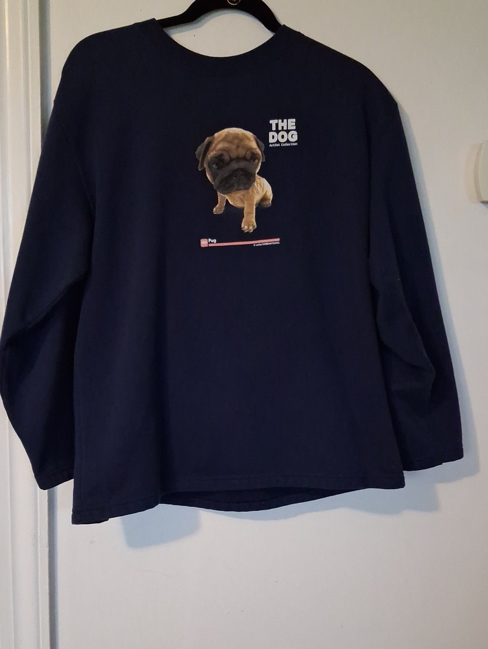 Kids' Navy Long-Sleeve Tee with Pug Graphic